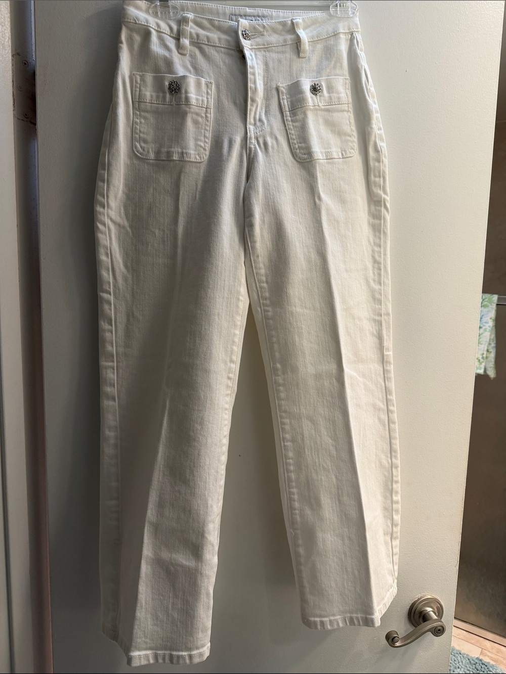 CeCe Wide Leg White Jeans
